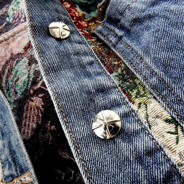 Lucía Amoretti Chaqueta Denim Floral Algodón Clásico