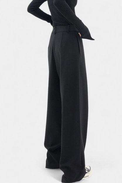 Oaklynn Pantalón Recto Drapado Cintura Envolvente Elegante