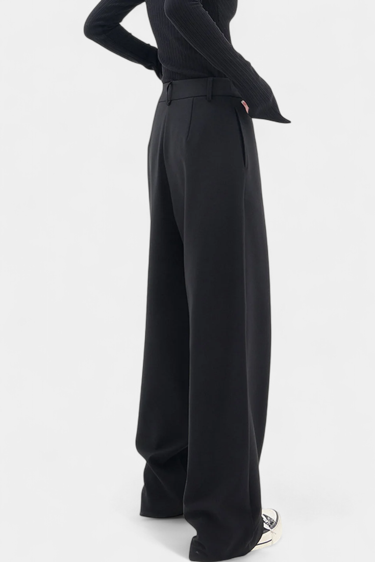 Oaklynn Pantalón Recto Drapado Cintura Envolvente Elegante