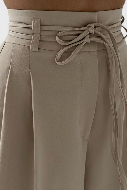 Isabel Pantalón De Tiro Alto Pierna Ancha Con Cordones