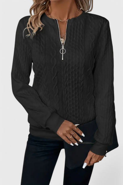Luna Jersey De Punto Con Cremallera Frontal Suave Casual