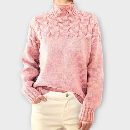 Eline Suéter Dama Punto Trenza Con Detalle Canalé Clásico