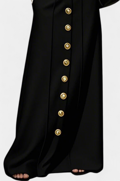Lumina Falda Suelta Con Botones Y Bolsillos Negro Spandex
