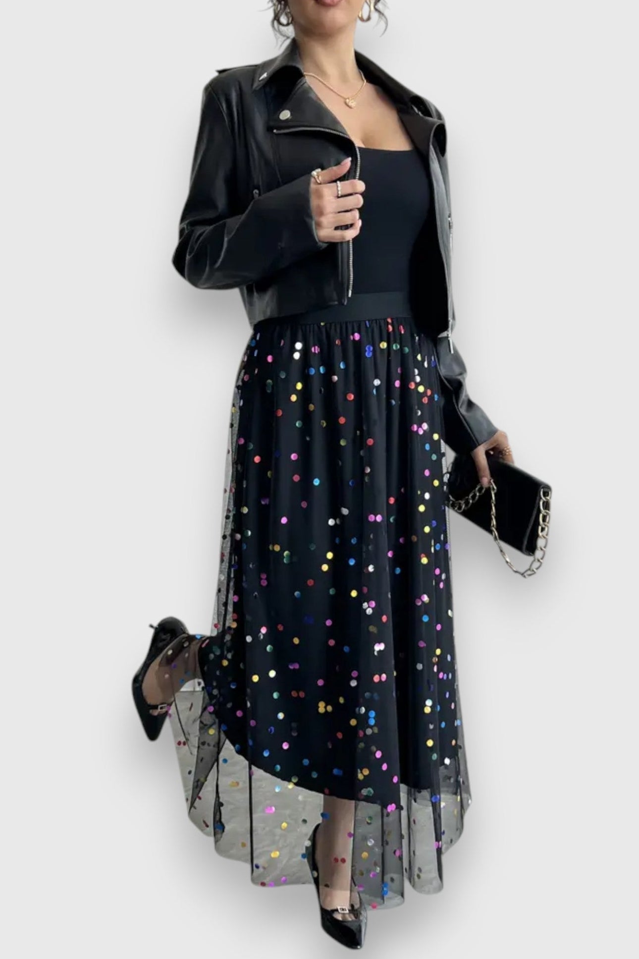 Claudia Hosencollection Falda Plisada Con Lunares Coloridos