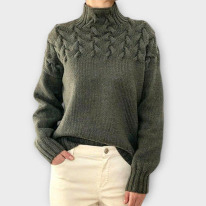 Eline Suéter Dama Punto Trenza Con Detalle Canalé Clásico