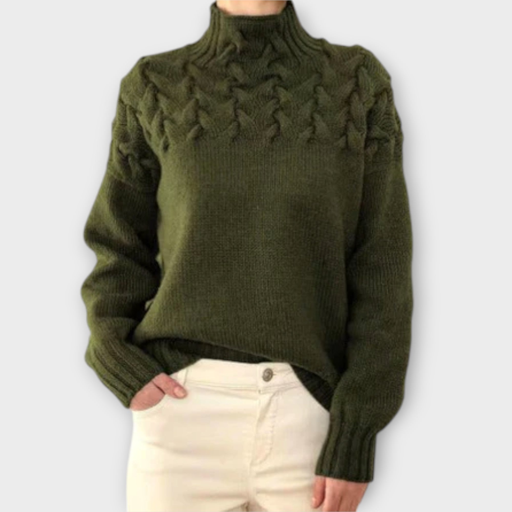 Eline Suéter Dama Punto Trenza Con Detalle Canalé Clásico
