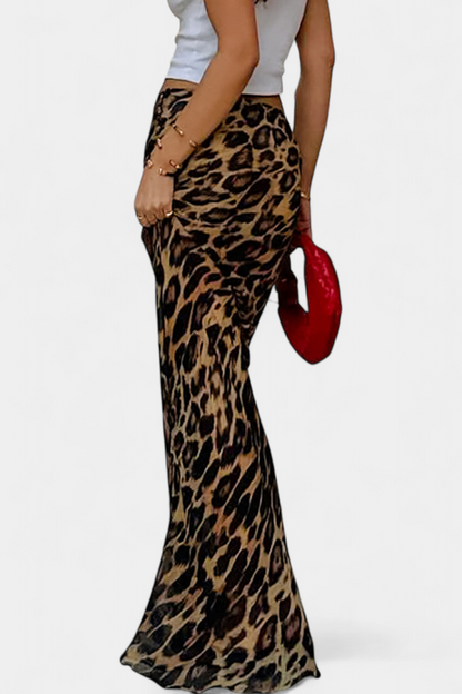Cici Select Falda Maxi Ajustada Estampado Leopardo Woven
