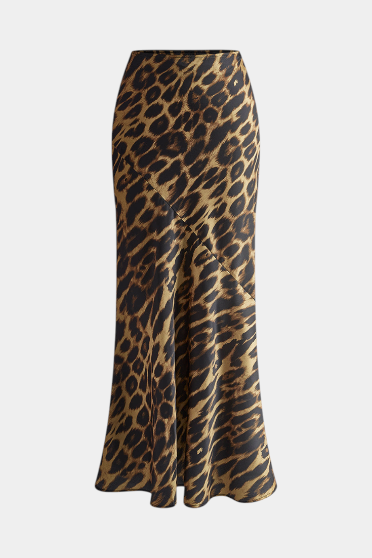 Cici Select Falda Maxi Ajustada Estampado Leopardo Woven