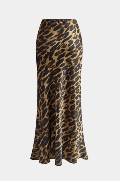Cici Select Falda Maxi Ajustada Estampado Leopardo Woven
