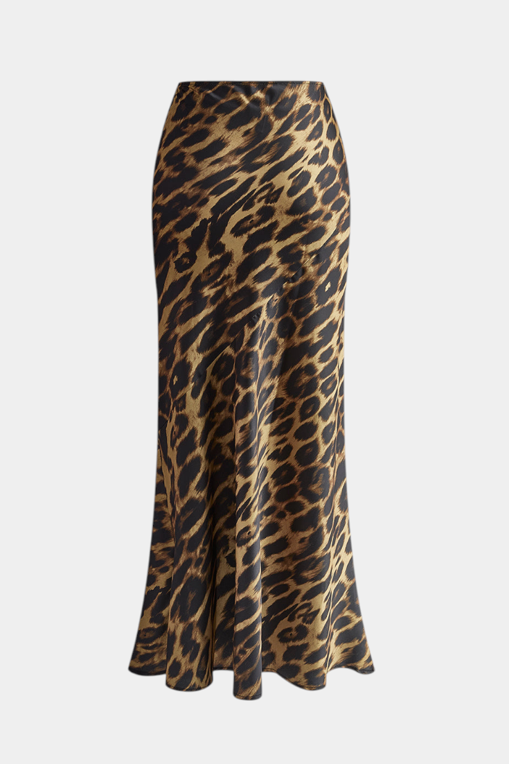 Cici Select Falda Maxi Ajustada Estampado Leopardo Woven