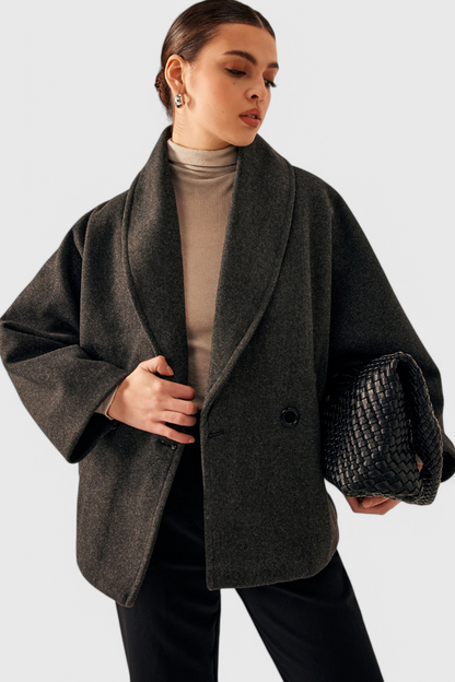 Joey Select Abrigo Tweed Oversized Algodón Poliéster Gris