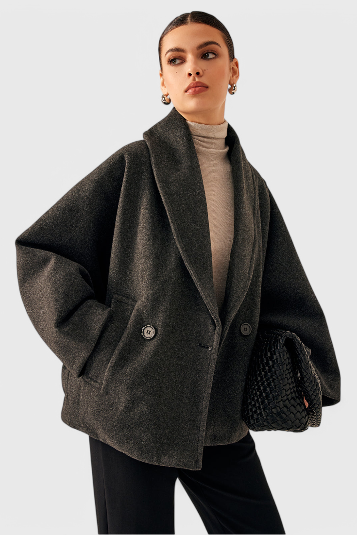 Joey Select Abrigo Tweed Oversized Algodón Poliéster Gris