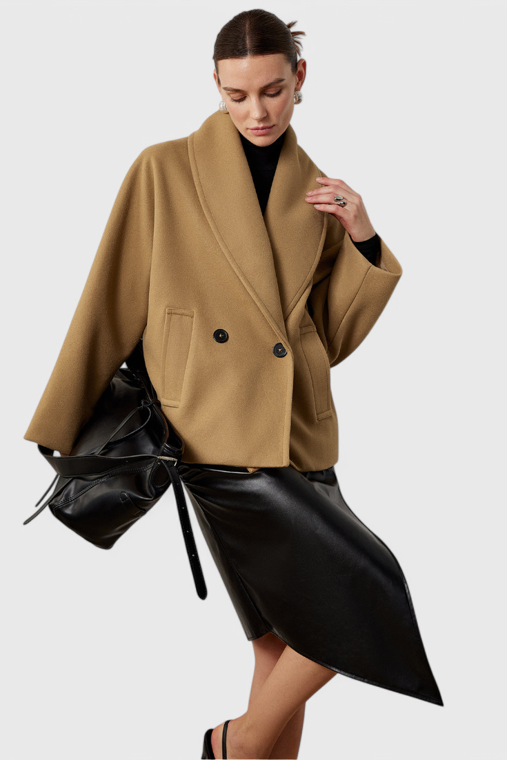 Joey Select Abrigo Tweed Oversized Algodón Poliéster Gris