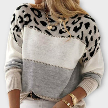 Elina Jersey Casual Dama Con Estampado Leopardo Gris Rosa