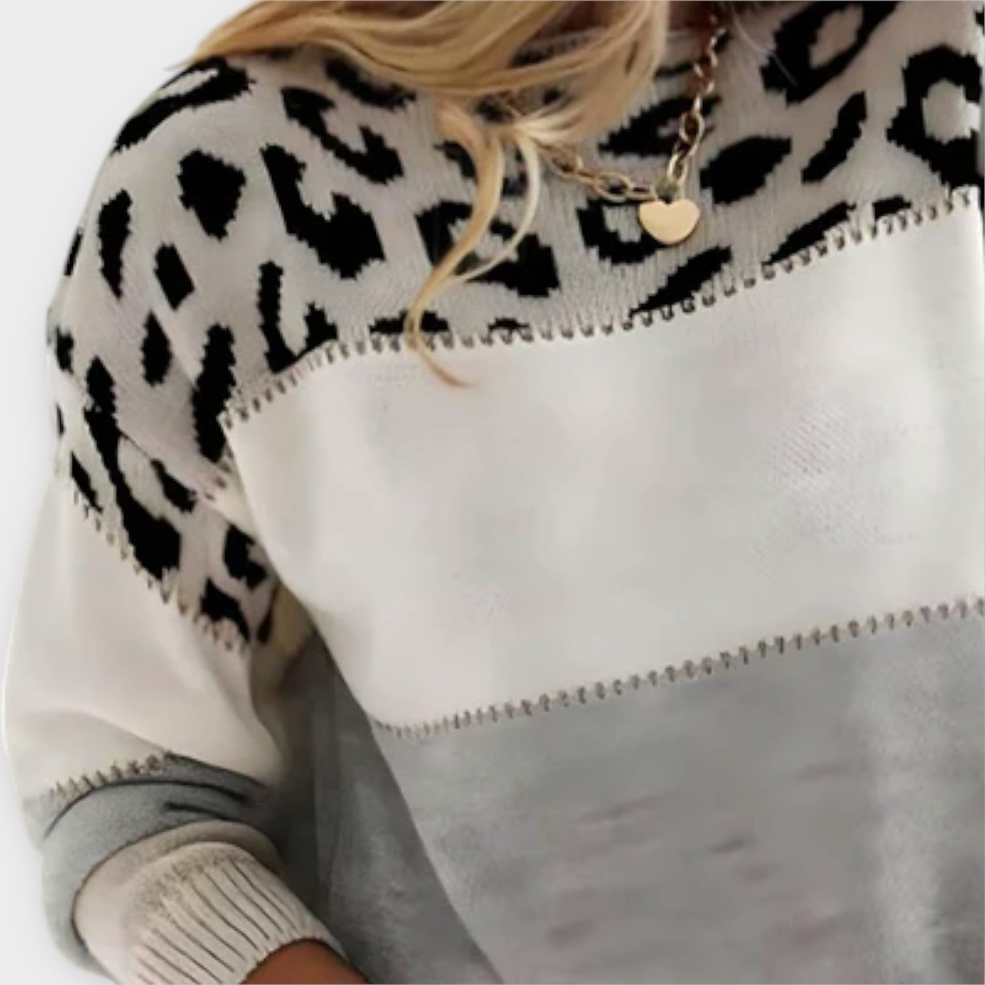Elina Jersey Casual Dama Con Estampado Leopardo Gris Rosa