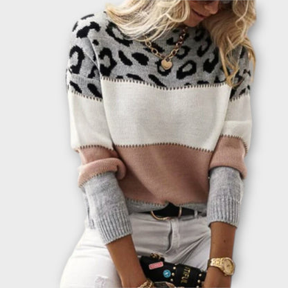 Elina Jersey Casual Dama Con Estampado Leopardo Gris Rosa