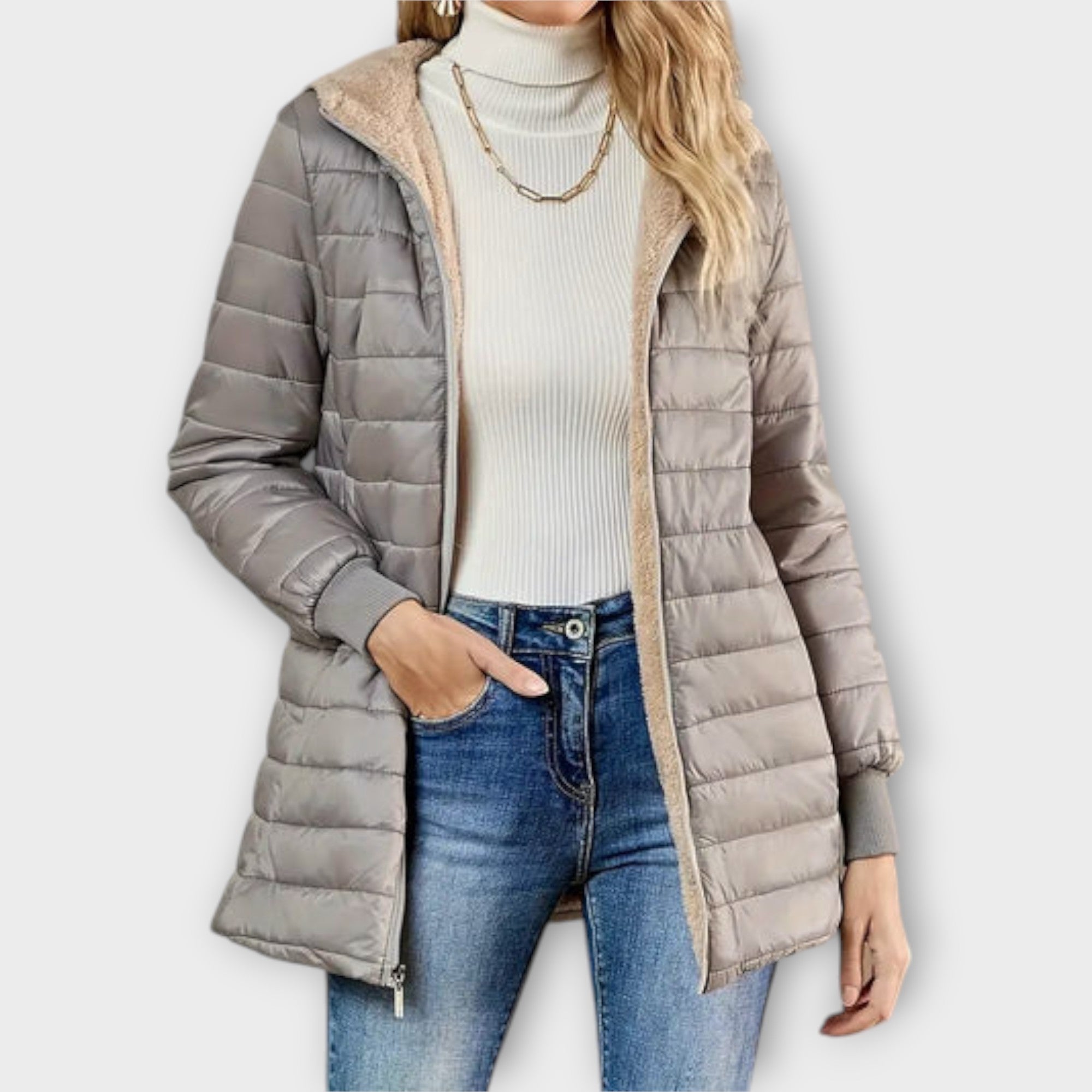 Aria Chaqueta Invierno De Dama Corte Relajado Manga Larga