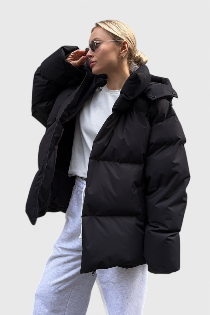 Marina Chaqueta Puffer Acolchada Invierno Elegante Negra