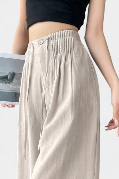 Aurelia Pantalón Cintura Alta Pierna Ancha Elegante
