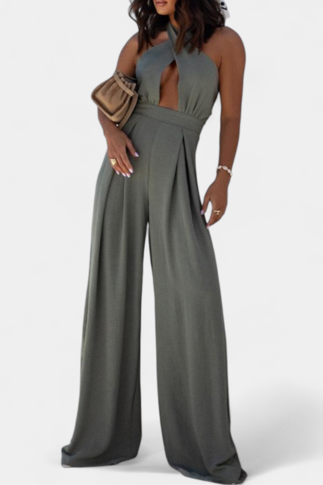 Marina Mono Halter Cruzado Sin Espalda Pierna Ancha