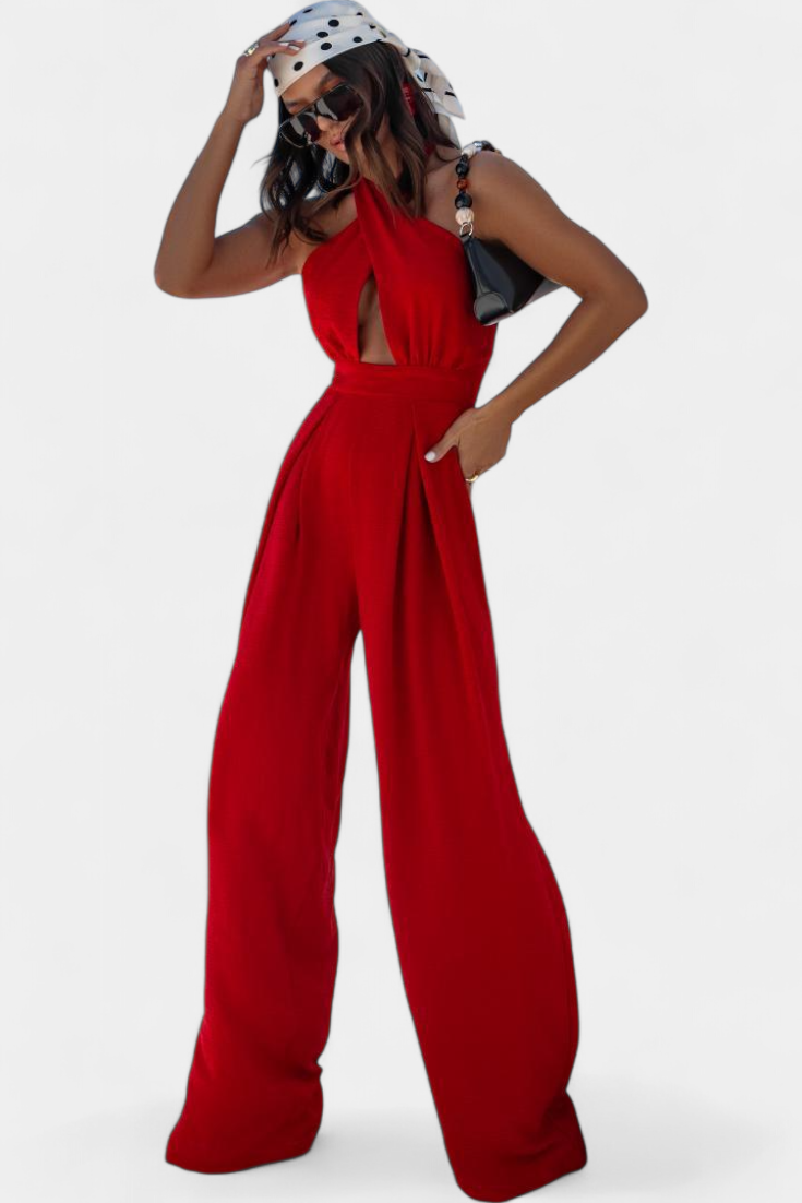 Marina Mono Halter Cruzado Sin Espalda Pierna Ancha