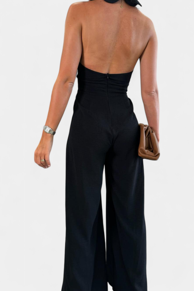 Marina Mono Halter Cruzado Sin Espalda Pierna Ancha