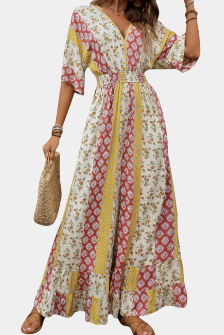 Marisol Mono Bohemio Escote V Mangas Fluidas Cintura