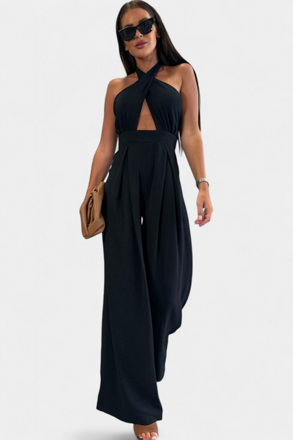 Marina Mono Halter Cruzado Sin Espalda Pierna Ancha