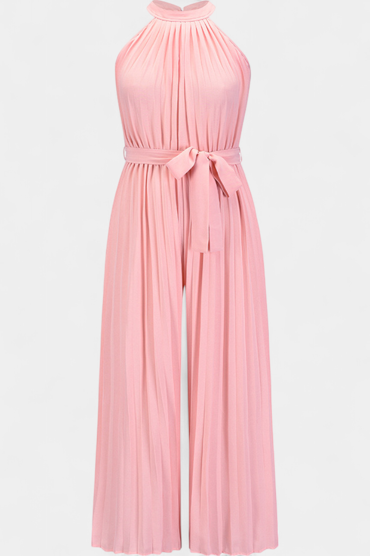 Patricia Mono Palazzo Plisado Con Cuello Halter Elegante