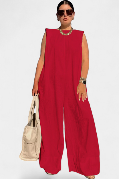 Aurena Mono Entero Oversize Sin Mangas Hombros Estructurados