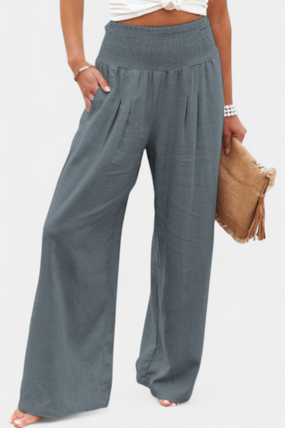 Livia Pantalón Fluido Algodón Lino Natural Elegancia