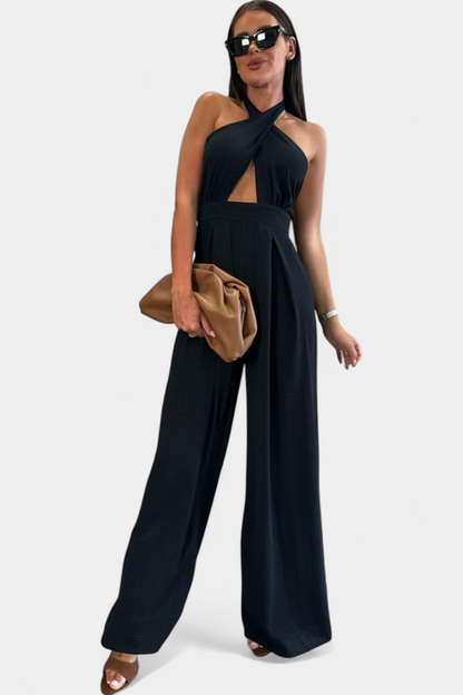 Marina Mono Halter Cruzado Sin Espalda Pierna Ancha