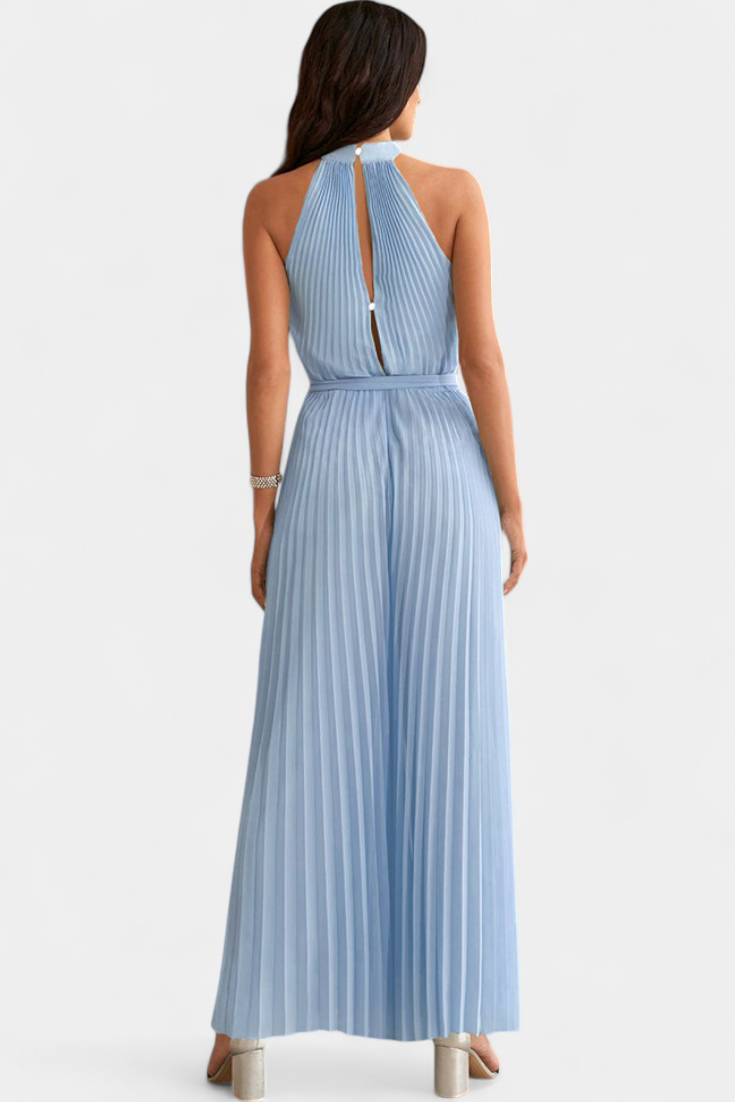 Patricia Mono Palazzo Plisado Con Cuello Halter Elegante