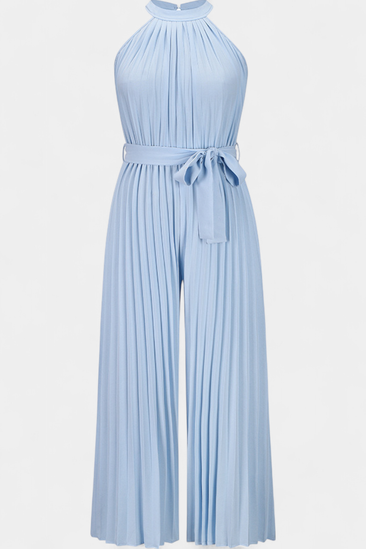 Patricia Mono Palazzo Plisado Con Cuello Halter Elegante