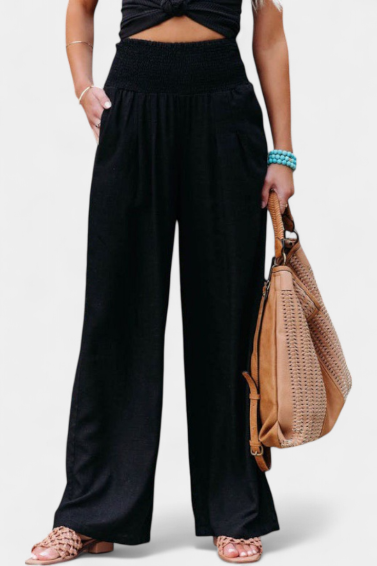Livia Pantalón Fluido Algodón Lino Natural Elegancia