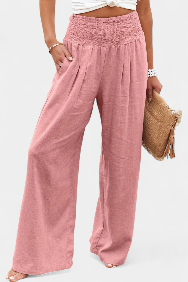 Livia Pantalón Fluido Algodón Lino Natural Elegancia