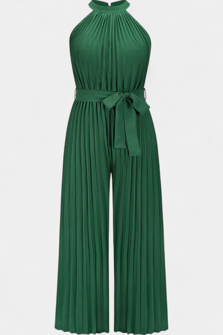 Patricia Mono Palazzo Plisado Con Cuello Halter Elegante