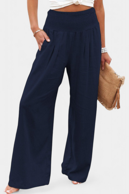 Livia Pantalón Fluido Algodón Lino Natural Elegancia