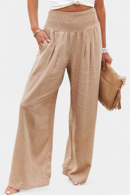 Livia Pantalón Fluido Algodón Lino Natural Elegancia