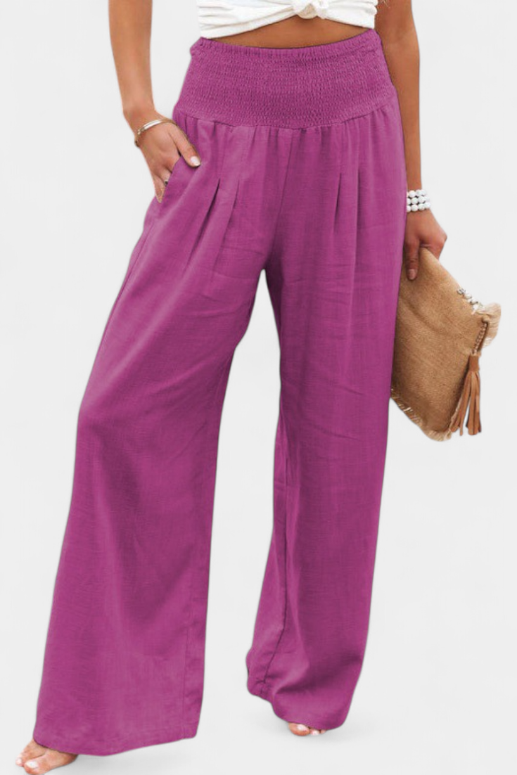 Livia Pantalón Fluido Algodón Lino Natural Elegancia
