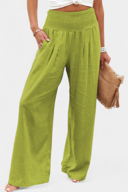 Livia Pantalón Fluido Algodón Lino Natural Elegancia
