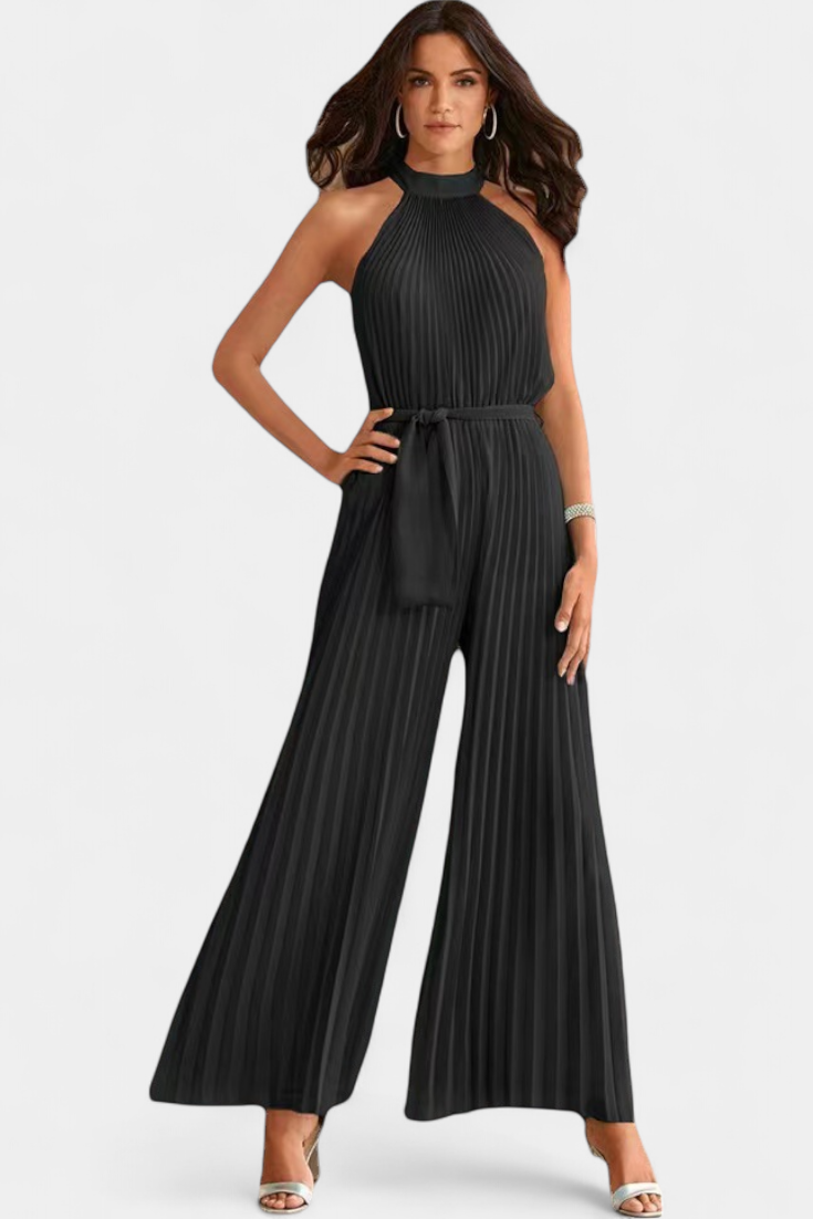 Patricia Mono Palazzo Plisado Con Cuello Halter Elegante