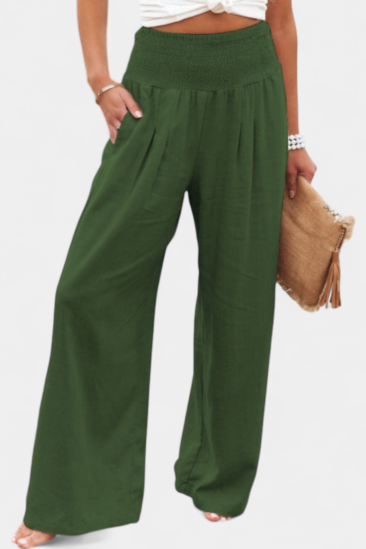 Livia Pantalón Fluido Algodón Lino Natural Elegancia
