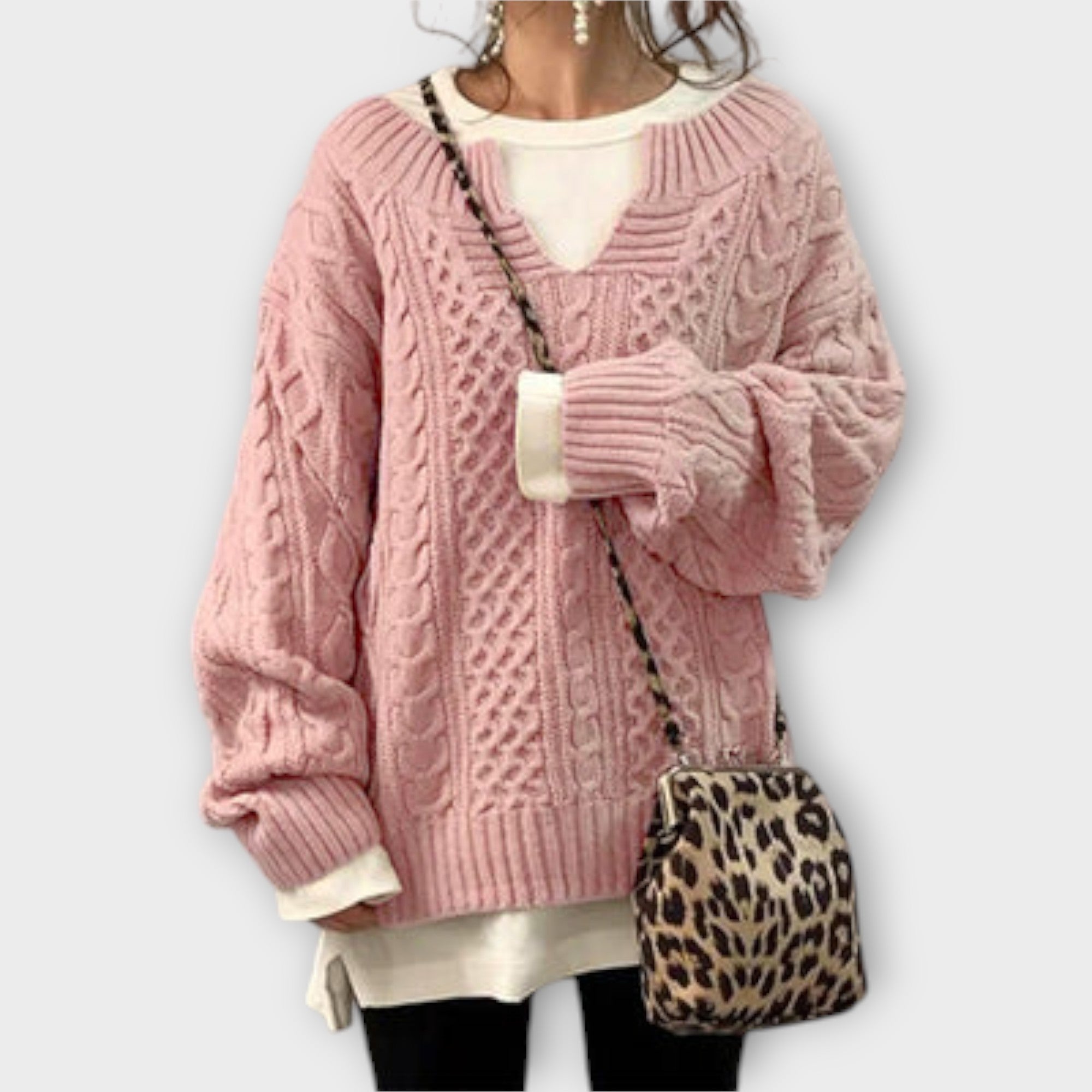 Suéter Para Mujer Oversize Con Patrón Cable