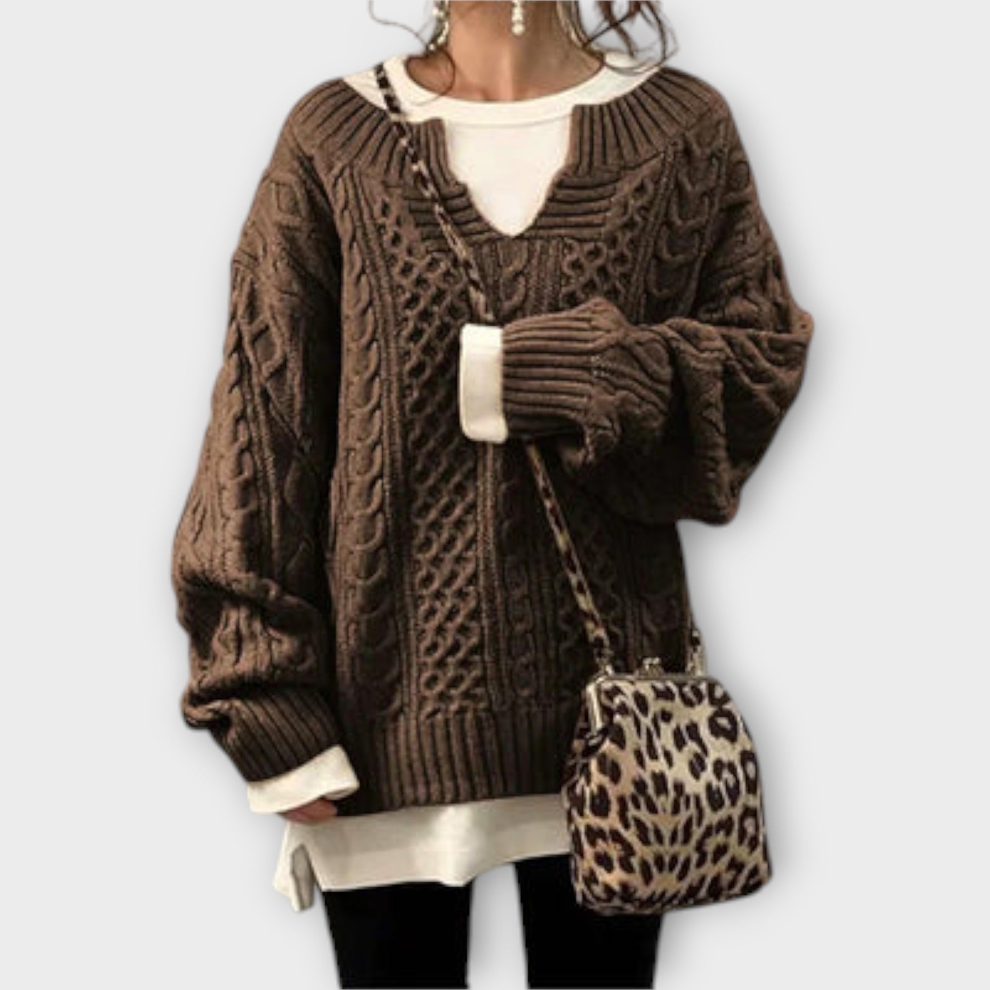 Suéter Para Mujer Oversize Con Patrón Cable