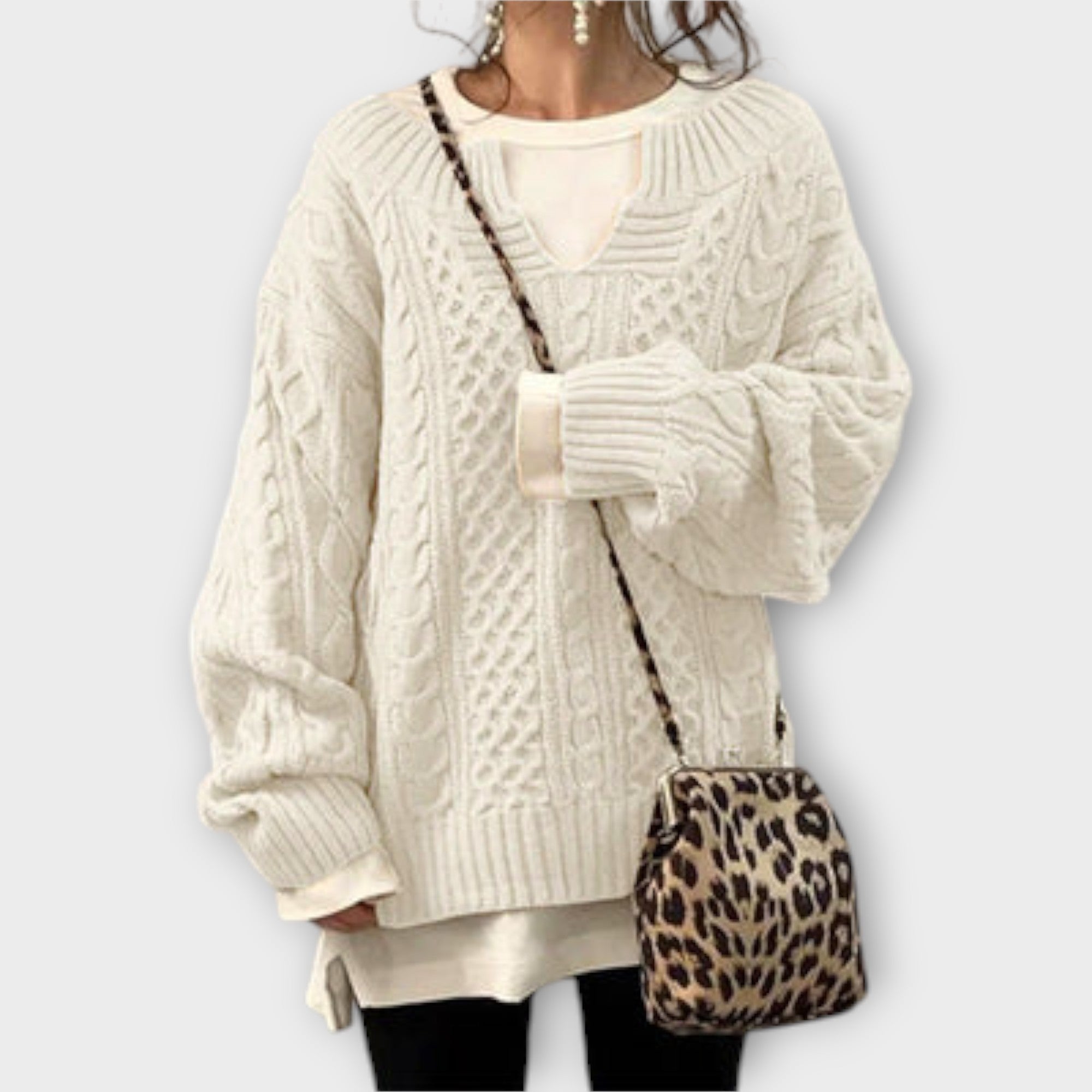 Suéter Para Mujer Oversize Con Patrón Cable