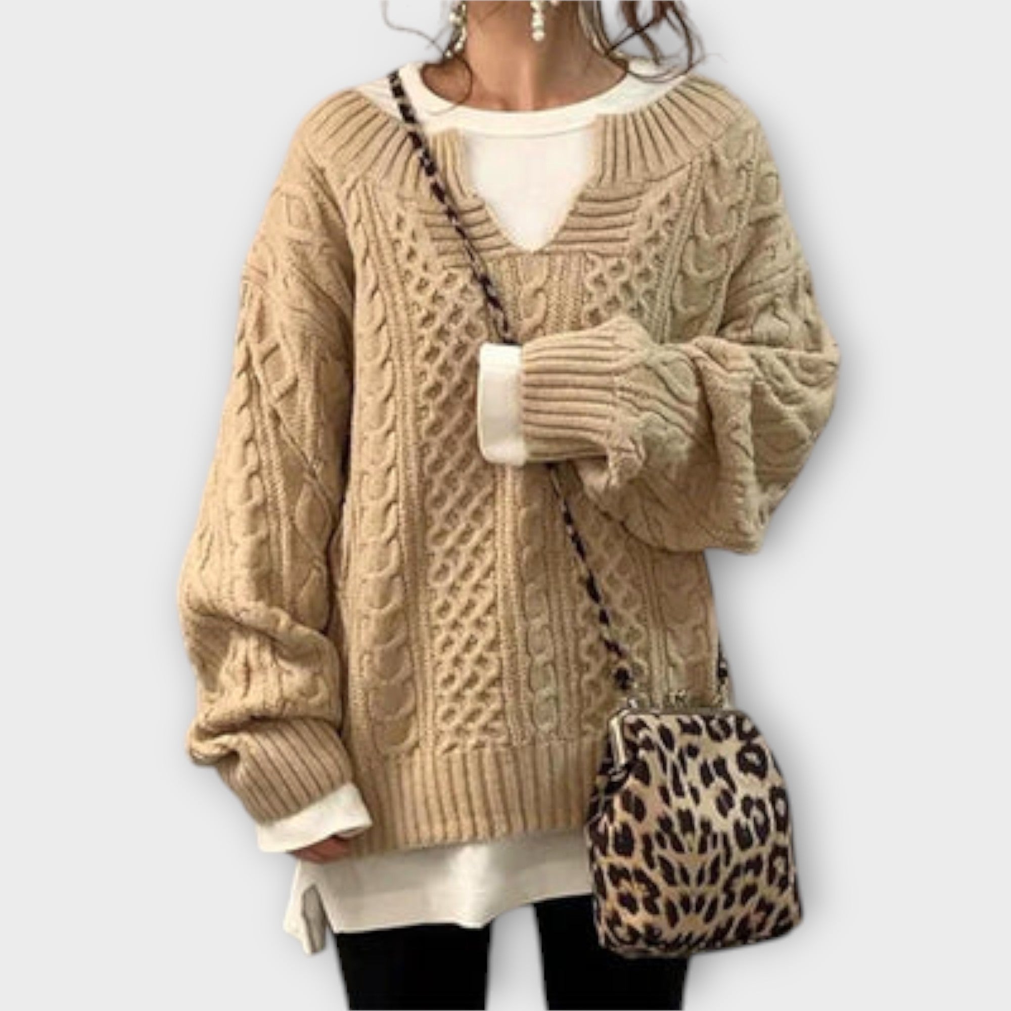 Suéter Para Mujer Oversize Con Patrón Cable