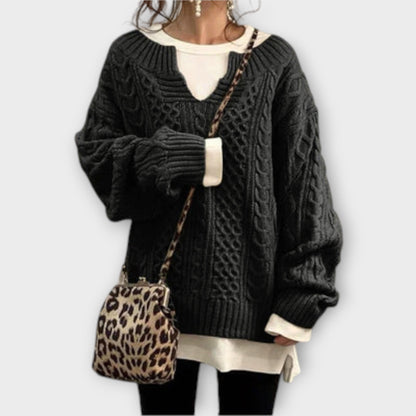 Suéter Para Mujer Oversize Con Patrón Cable