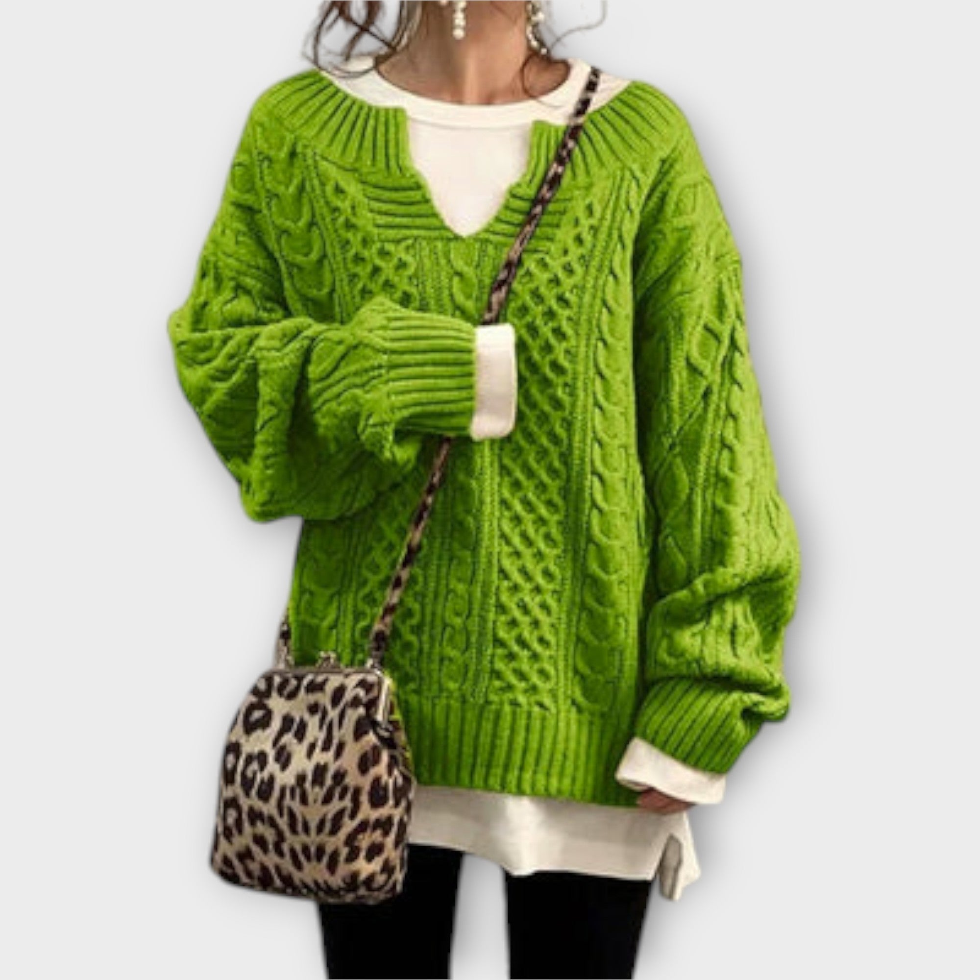 Suéter Para Mujer Oversize Con Patrón Cable