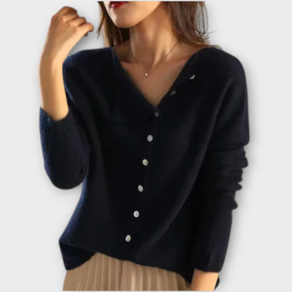 Marina Cardigan De Punto Suave Poliéster Y Algodón Liso